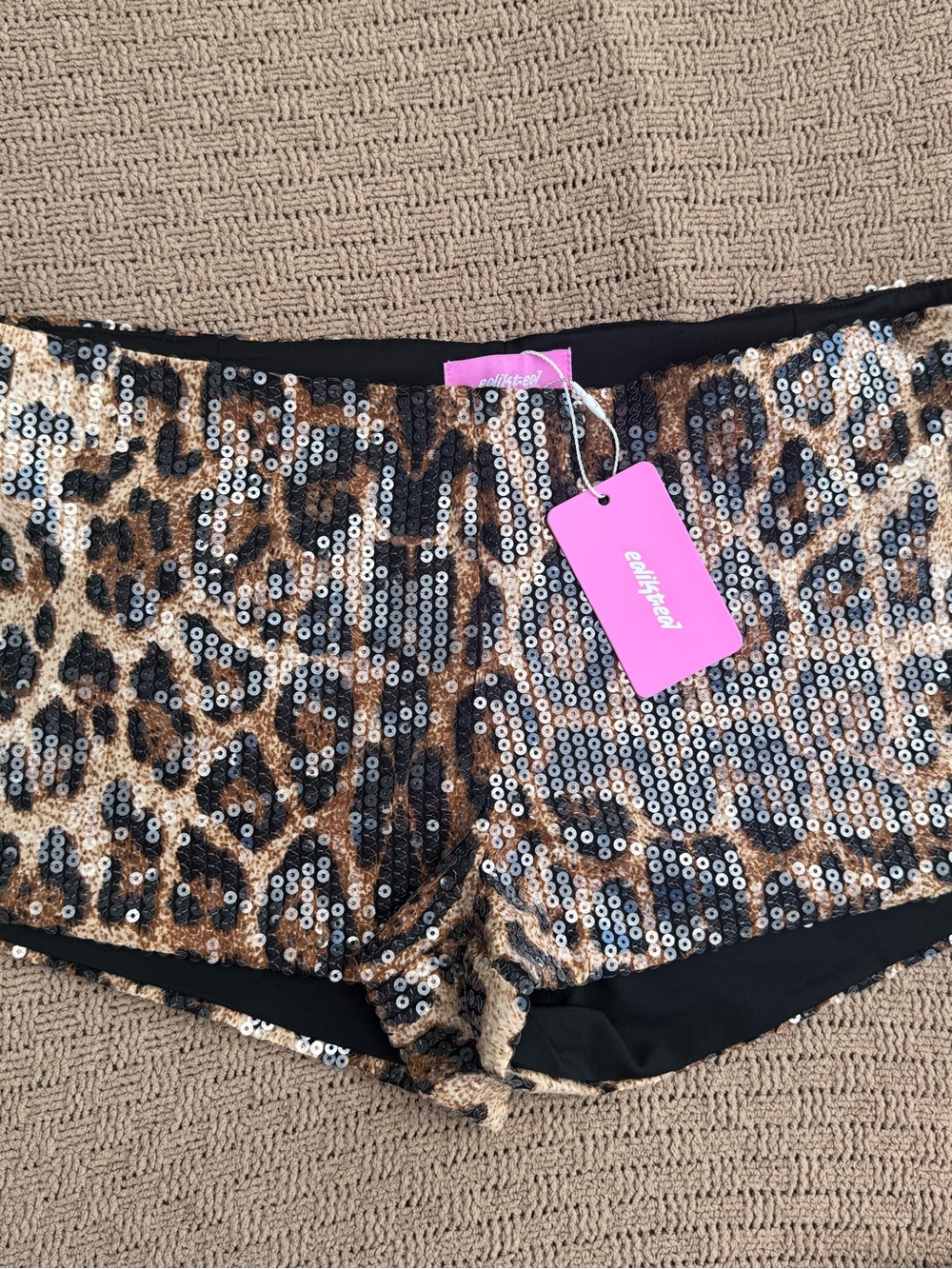 Sequin Leopard Printed Micro Shorts - Picture 2 of 5